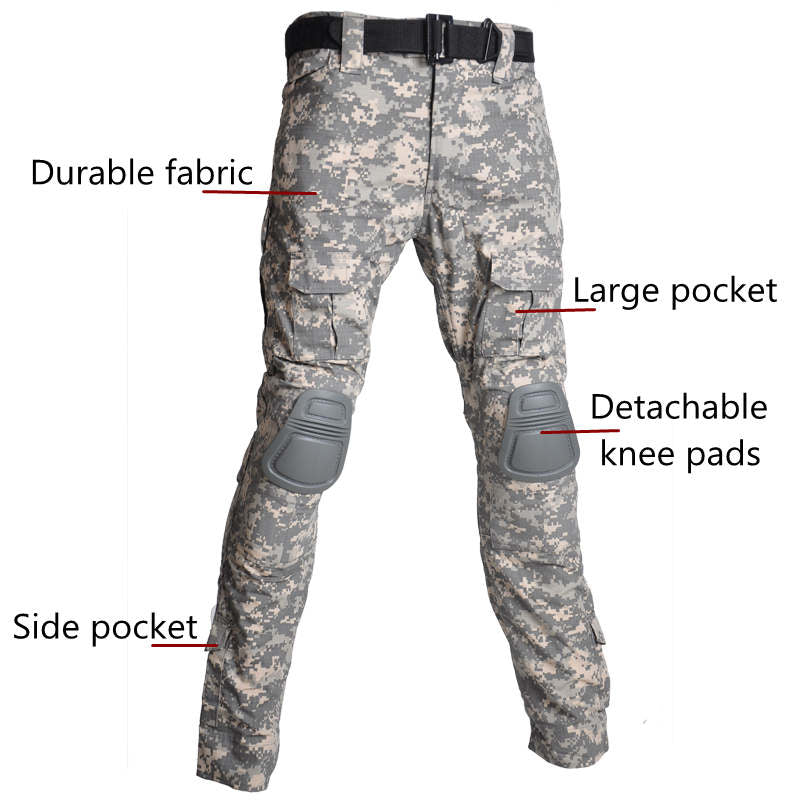 camouflage training suit with knee pads